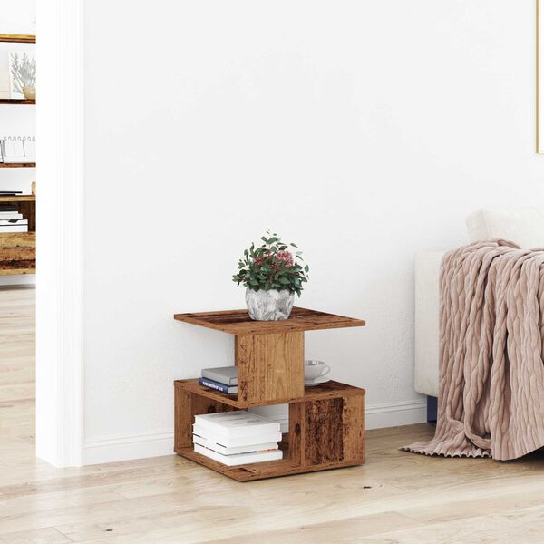 vidaXL Beistelltisch mit Regal Altholz 30 x 30 x 55 cm Holzwerkstoff