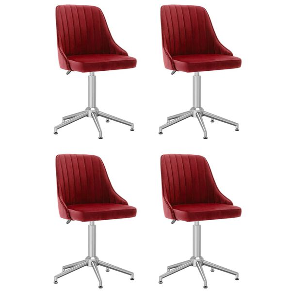 vidaXL Esszimmerst&uuml;hle 4 Stk. Drehbar Weinrot Samt