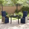 vidaXL Tisch- und Stuhlset mit Kissen 3 pcs Grau PE-Rattan