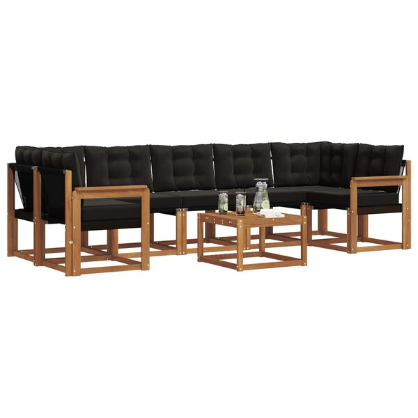 vidaXL Outdoor-Sofagarnitur mit Kissen 8 pcs Nat&uuml;rlich und Schwarz