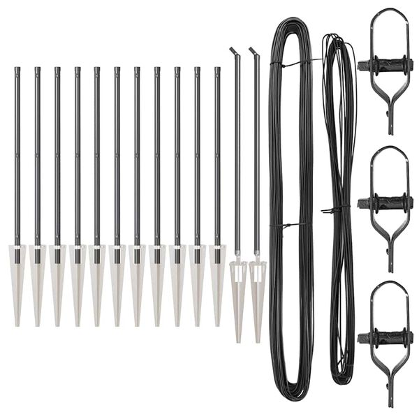 vidaXL Zaunpfosten 13 pcs Grau Stahl
