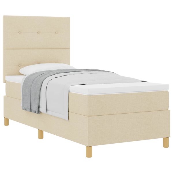 vidaXL Boxspringbett mit Matratze Creme 100 x 200 cm Stoff