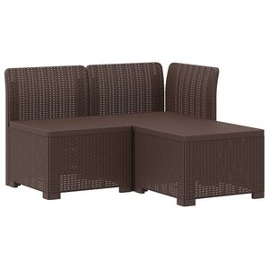 vidaXL 3-Sitzer Garten Sofa Rattan Look PP Braun