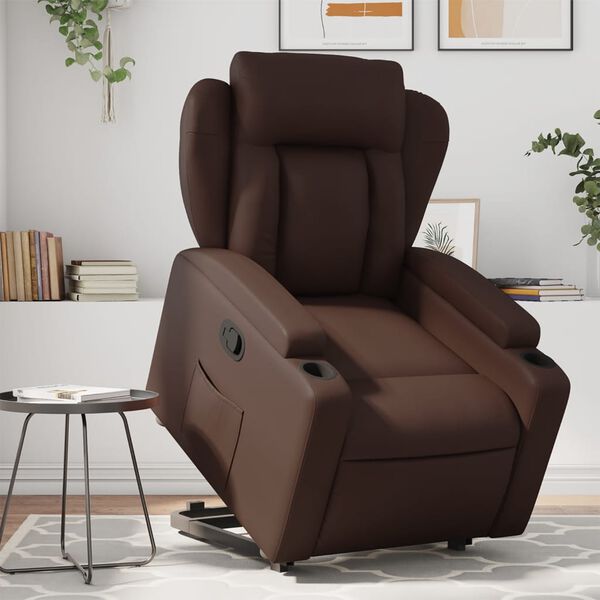 vidaXL Relaxsessel mit Aufstehhilfe Braun Kunstleder