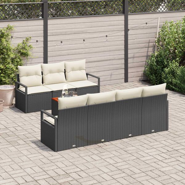 vidaXL Gartensofa-set mit Kissen 8 pcs Schwarz Poly-Rattan