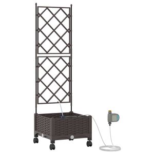 vidaXL Garten Blumenk&uuml;bel mit Bew&auml;sserung und R&auml;dern Braun PP