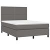 vidaXL Boxspringbett mit Matratze & LED Grau 140x190 cm Kunstleder