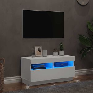 vidaXL TV-Schrank mit LED-Leuchten Wei&szlig; 80x35x40 cm