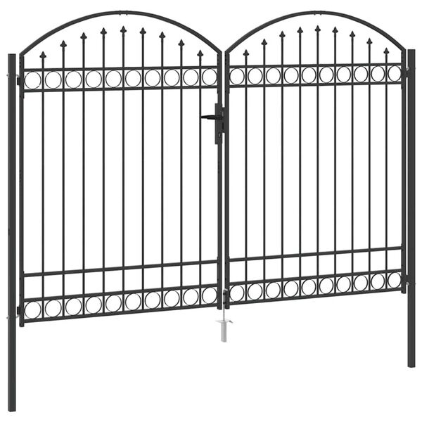 vidaXL Zaun tor mit Schloss Grau 301 x 250 cm Stahl