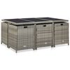 vidaXL 11-tlg. Garten-Essgruppe mit Auflagen Poly Rattan Grau