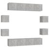 vidaXL 8-tlg. TV-Schrank-Set Betongrau Holzwerkstoff