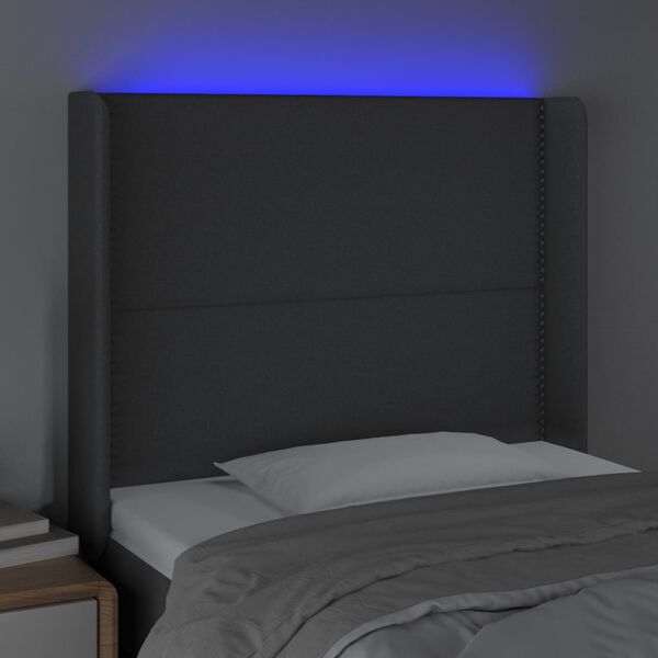vidaXL LED Kopfteil Dunkelgrau 83x16x118/128 cm Stoff