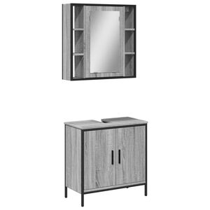 vidaXL 2-tlg. Badm&ouml;bel-Set Grau Sonoma Holzwerkstoff