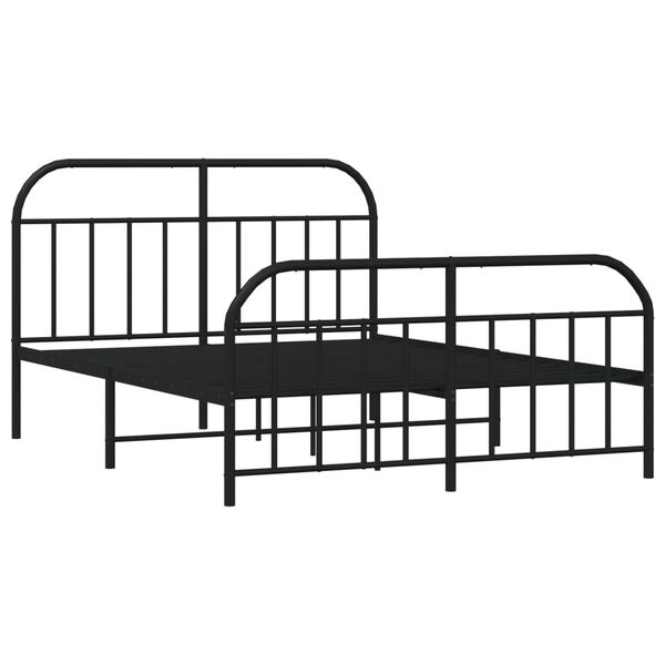 vidaXL Metallbett ohne Matratze mit Fu&szlig;teil Schwarz 160x200 cm