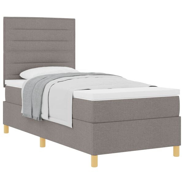 vidaXL Boxspringbett mit Matratze mit Kopfteil Taupe 80 x 200 cm Stoff