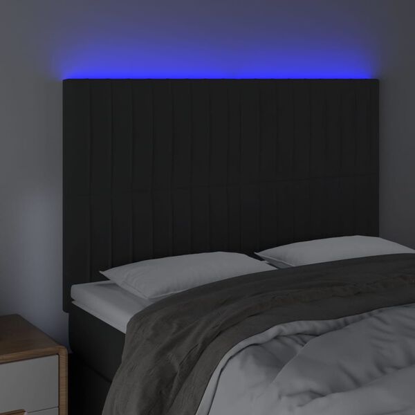 vidaXL LED Kopfteil Schwarz 144x5x118/128 cm Samt