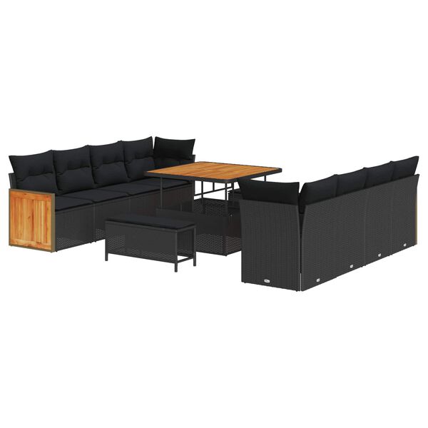 vidaXL Gartensofa-set mit Kissen 11 pcs Schwarz