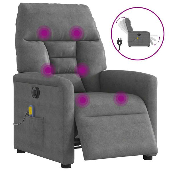 vidaXL Massagesessel Elektrisch Dunkelgrau Mikrofasergewebe
