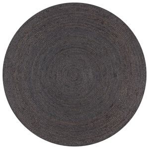 vidaXL Teppich Handgefertigt Jute Rund 120 cm Dunkelgrau