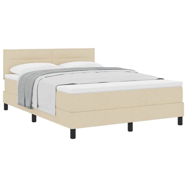 vidaXL Boxspringbett mit Matratze Creme 140 x 190 cm Stoff