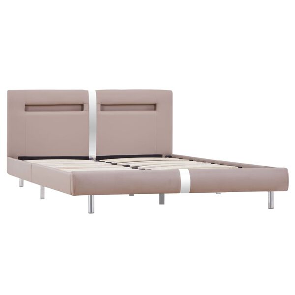 vidaXL Bettgestell mit LED Cappuccino-Braun Kunstleder 120x200 cm
