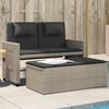 vidaXL Gartenbank Verstellbar mit Kissen Hellgrau Poly Rattan