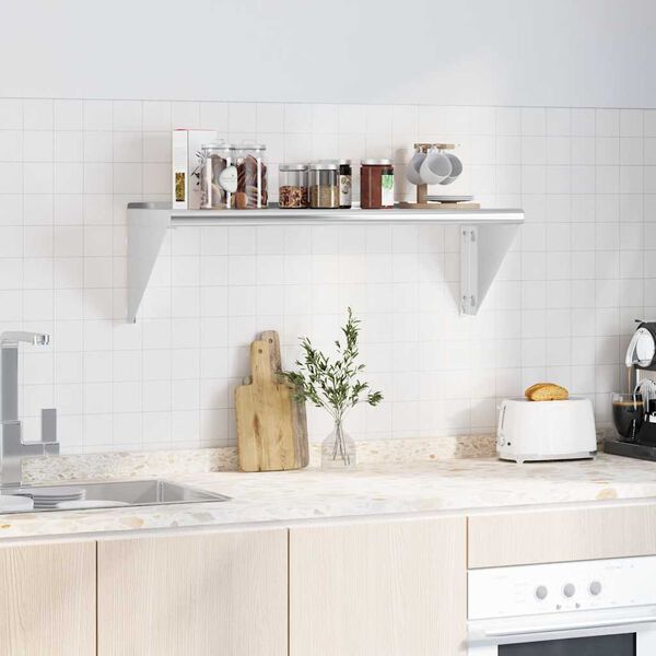 vidaXL Wandregal 100x30x31 cm Silbern Edelstahl