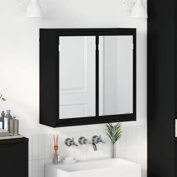 vidaXL Badezimmerspiegelschrank Schwarz 60 x 20 x 60 cm Holzwerkstoff