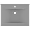 vidaXL Luxus-Waschbecken mit Hahnloch Matt-Hellgrau 60x46 cm Keramik
