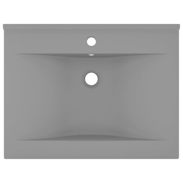 vidaXL Luxus-Waschbecken mit Hahnloch Matt-Hellgrau 60x46 cm Keramik