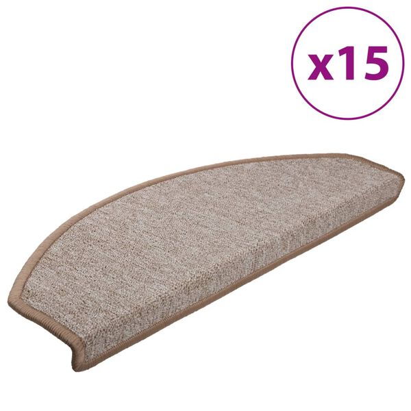 vidaXL Stufenmatten 15 Stk. 65x24x4 cm Hellbraun Halbrund Gro&szlig;