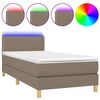 vidaXL Boxspringbett mit Matratze & LED Taupe 90x190 cm Stoff