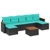 vidaXL 8-teiliges Gartensofa-Set mit Kissen, schwarzes Polyrattan