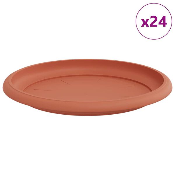 vidaXL Runde Blumenplatte 24 pcs Ziegelrot &Oslash; 14 x 2 cm Kunststoff