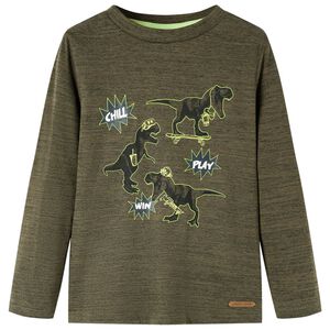 vidaXL Kinder-Langarmshirt Dunkles Khaki Melange 104