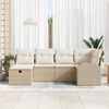 vidaXL Garten-Sofa-Set mit Kissen mit Speicher 6 pcs Beige Poly Rattan