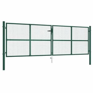 vidaXL Maschen-Gartentor aus Stahl 400 x 125 cm Gr&uuml;n