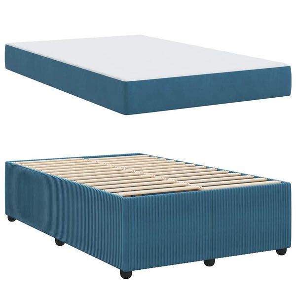 vidaXL Bettrahmen mit Matratze Blau 120 x 190 cm Stoff