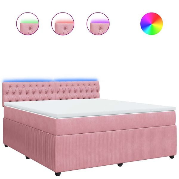 vidaXL Boxspringbett mit Matratze Rosa 180x200 cm Samt