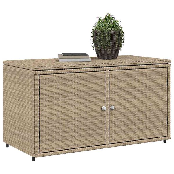vidaXL Gartenschrank Beige 110x55x60,5 cm Poly Rattan