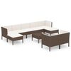 vidaXL 10-tlg. Garten-Lounge-Set mit Auflagen Poly Rattan Braun