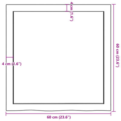 vidaXL Tischplatte 60x60x(2-4) cm Massivholz Eiche Unbehandelt