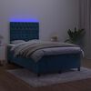 vidaXL Boxspringbett mit Matratze & LED Dunkelblau 120x190 cm Samt