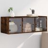 vidaXL Wandschrank mit Glast&uuml;ren R&auml;uchereiche 102x37x35 cm