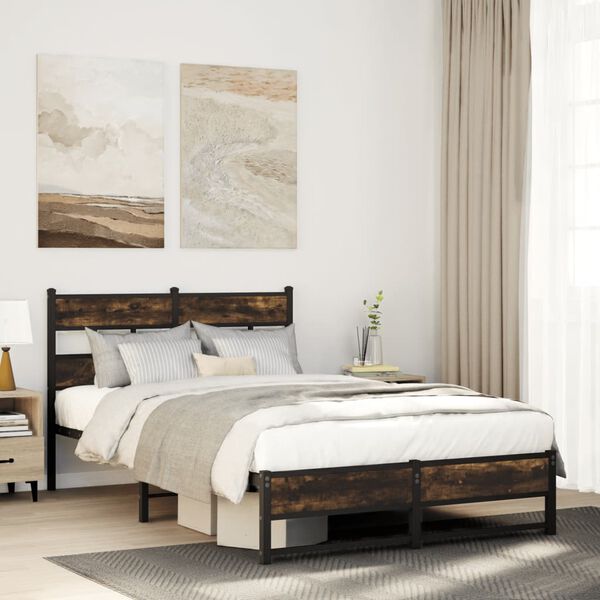 vidaXL Metallbett ohne Matratze R&auml;uchereiche 120x190 cm