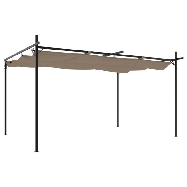 vidaXL Pergola mit Schiebedach Taupe 395x292x230 cm