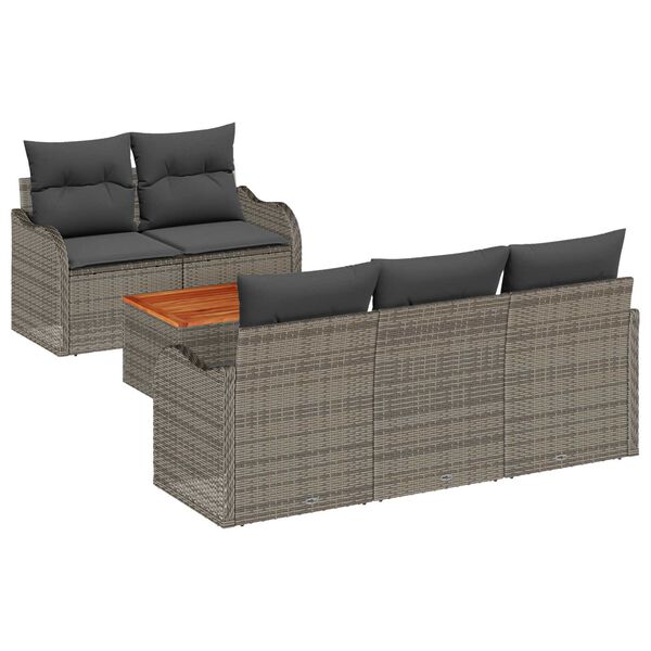 vidaXL Garten-Sofa-Set mit Kissen mit Speicher mit Kissen 6 pcs Grau