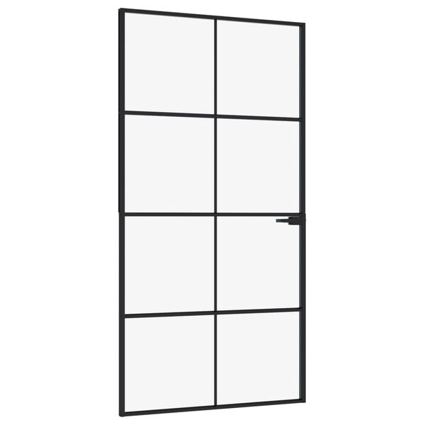 vidaXL Innent&uuml;r Schwarz 102x201,5 cm Hartglas & Aluminium Schlank