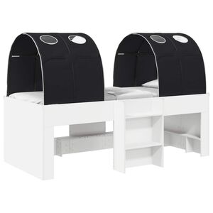 vidaXL Bett mit Tunnel 3 stk. Wei&szlig; und Schwarz Holzwerkstoff