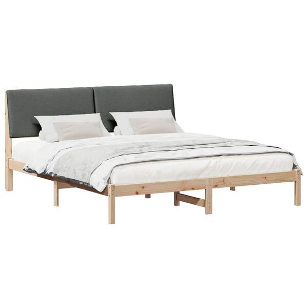 vidaXL Bettgestell Braun und Dunkelgrau 200 x 200 cm Massivholz Kiefer